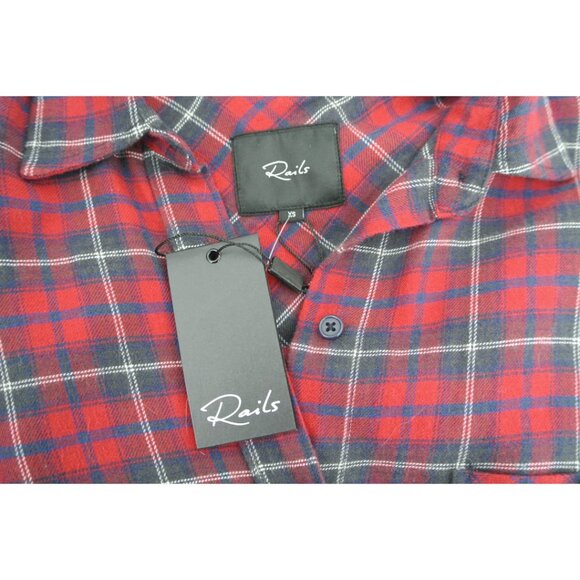 NWT Rails Red & Blue Plaid Collared Shirt Flannel XS - Picture 10 of 12